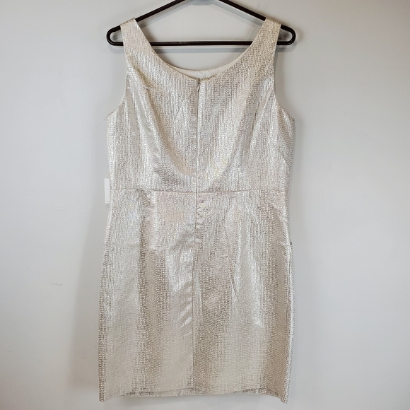 Dalia Pocked Silver Sleeveless Cocktail Dress Size 12 Womens Front pockets NWT - Picture 11 of 15